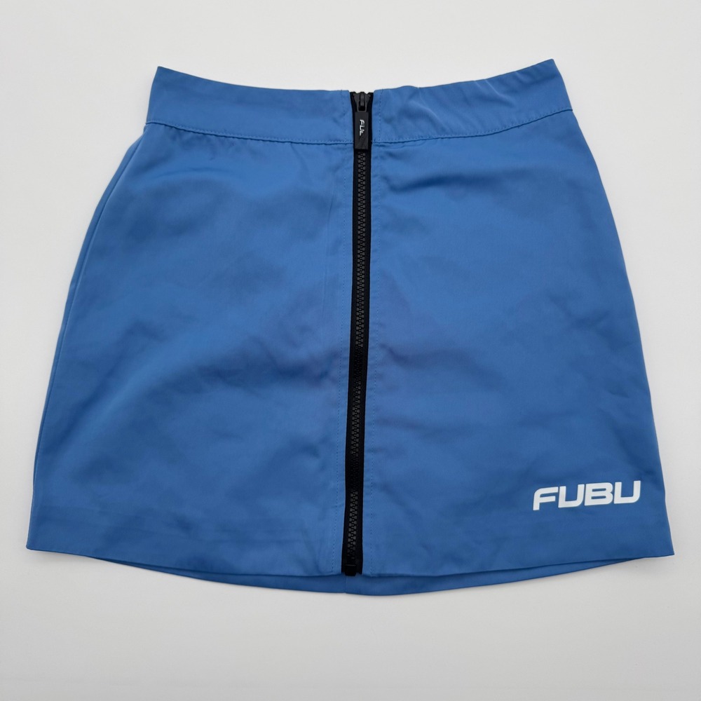 FUBU Forever 21 Blue Zip Front Mini Skirt Sporty Streetwear Y2K‎ Style Womens XS